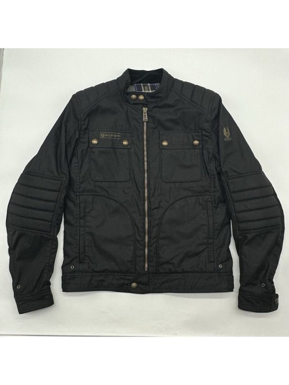 Belstaff Roberts Size Large Waxed Cotton Waterproof Zip Padded Motorcycle Jacket
